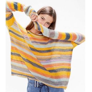 EUC Avantlook Lightweight Multicolor Stripe Oversized Sweater Drop Shoulder Sz S